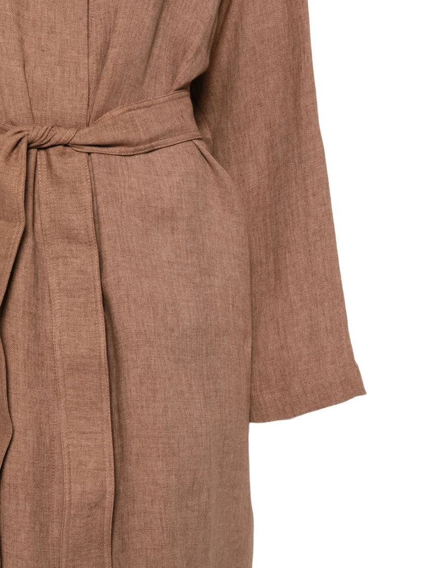 Max Mara Beige Matching Belt Linen Dress