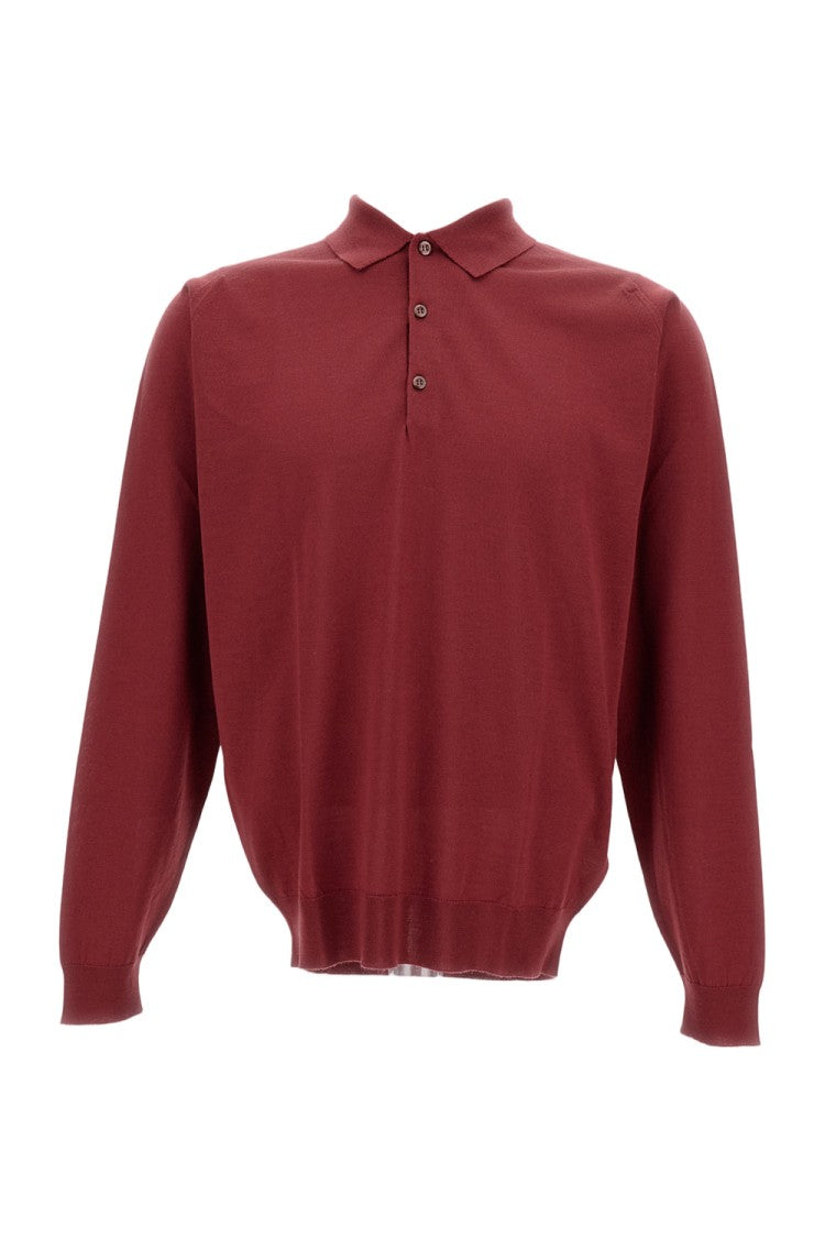 John Smedley Long-Sleeved Polo Shirt In Extra-Fine Merino Wool