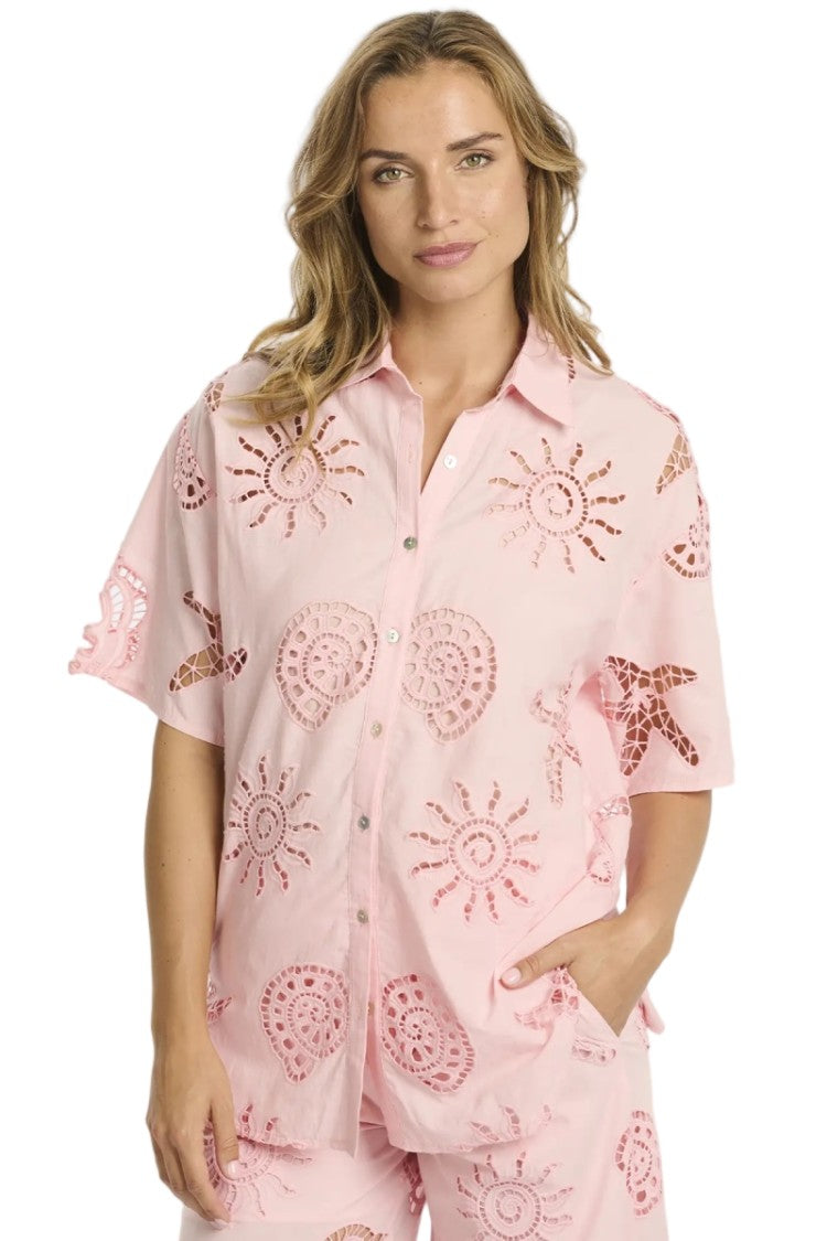 Miss June Kyle Shirt Cotton Openwork Embroidery