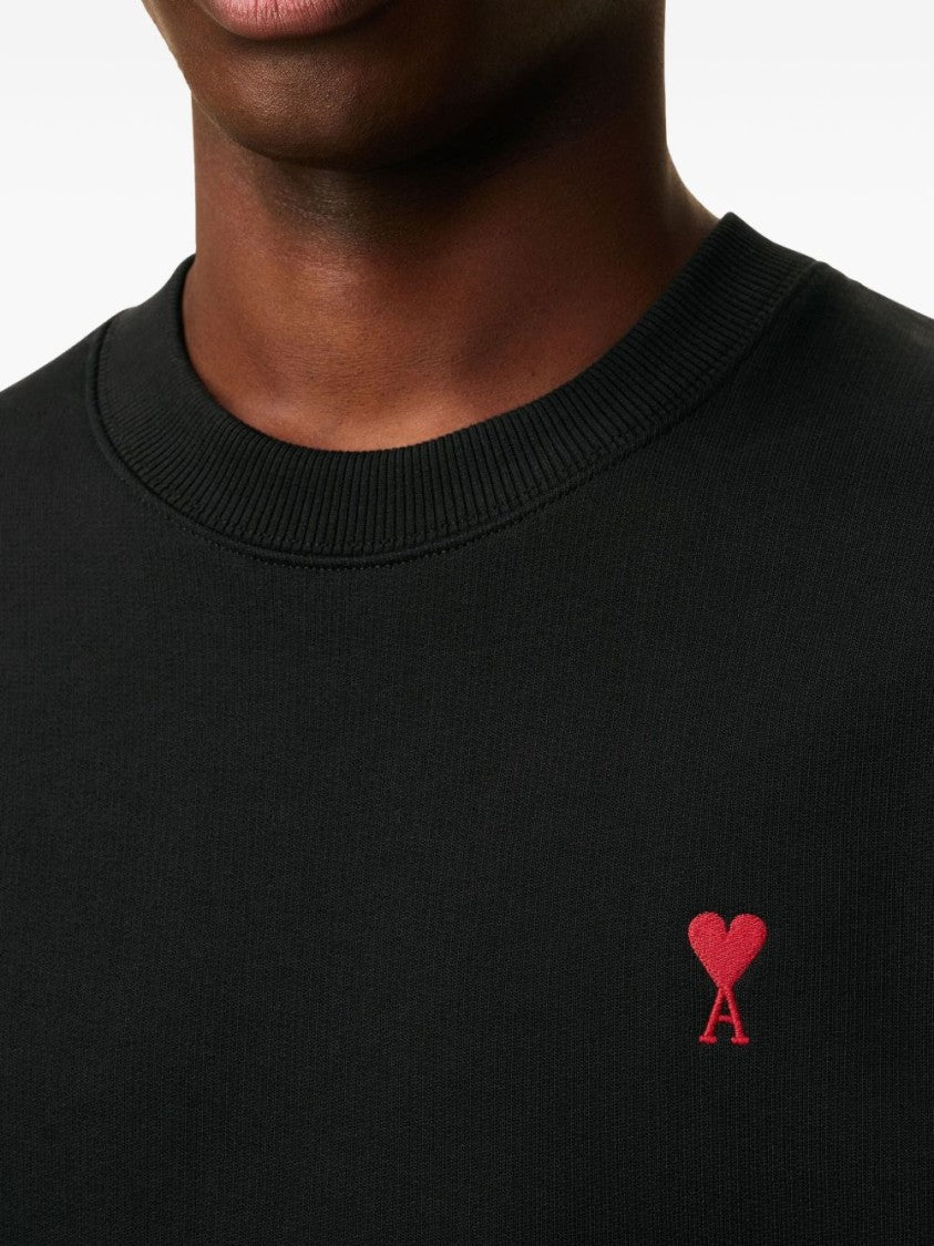 Ami Paris Crew Neck Sweater With Subtle Embroidered Heart Detail