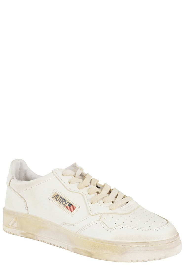 Autry White Sup Vint Low Vintage-Effect Leather Sneakers