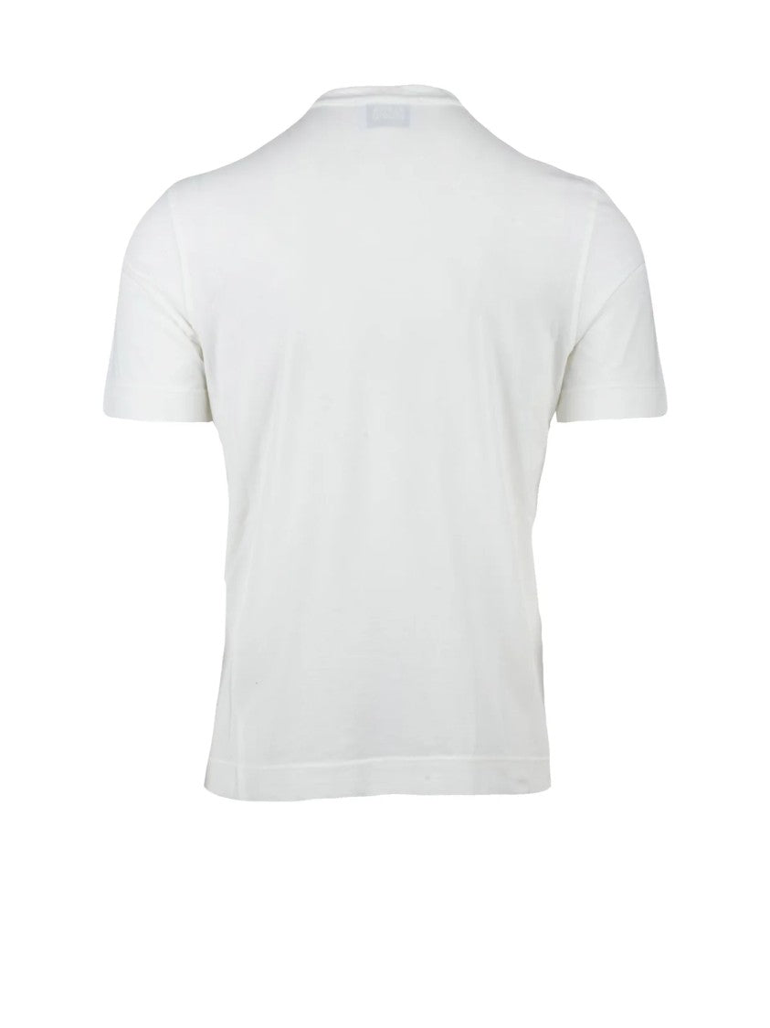 Alpha Studio White Cotton Elastane Serafino T-Shirt