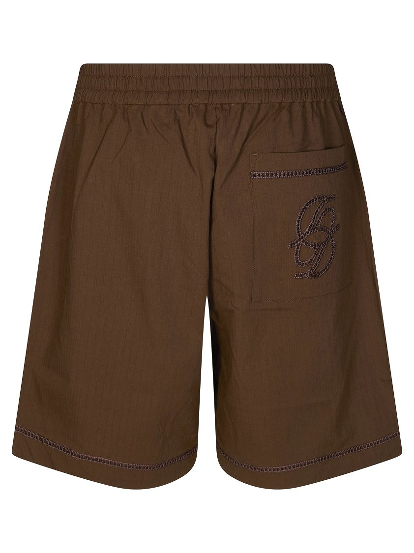 Drôle De Monsieur Relaxed Smooth Monogram Patch Shorts