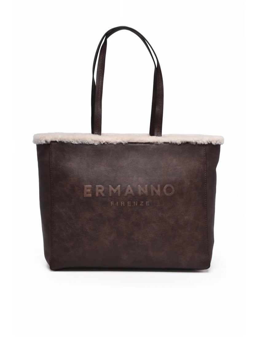 Ermanno Firenze Vanessa Shoulder Bag With Chic Shearling Trim