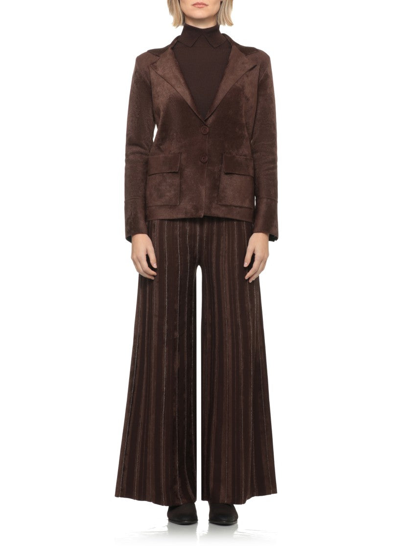 D. Exterior Brown Wool-Blend Classic Blazer