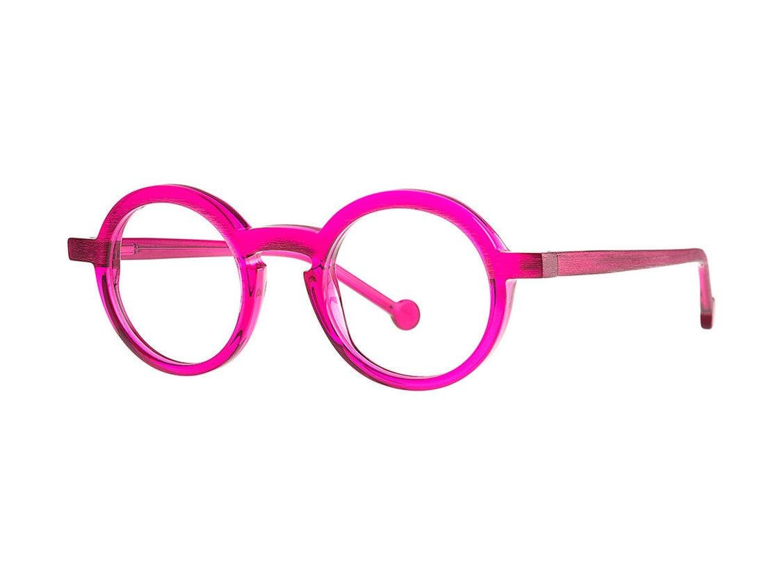 Theo Translucent Pink Crowned Crane Acetate Round Sunglasses