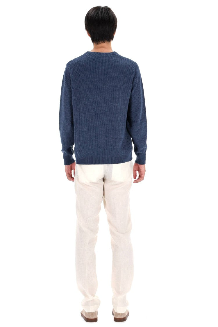 Roberto Collina Military Stitch Cotton Crewneck Sweater