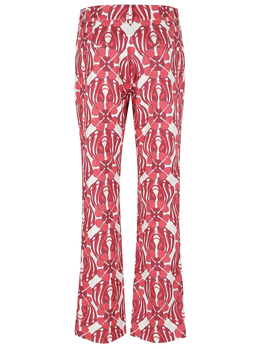 La Double J Flared Trousers With Floral Pattern