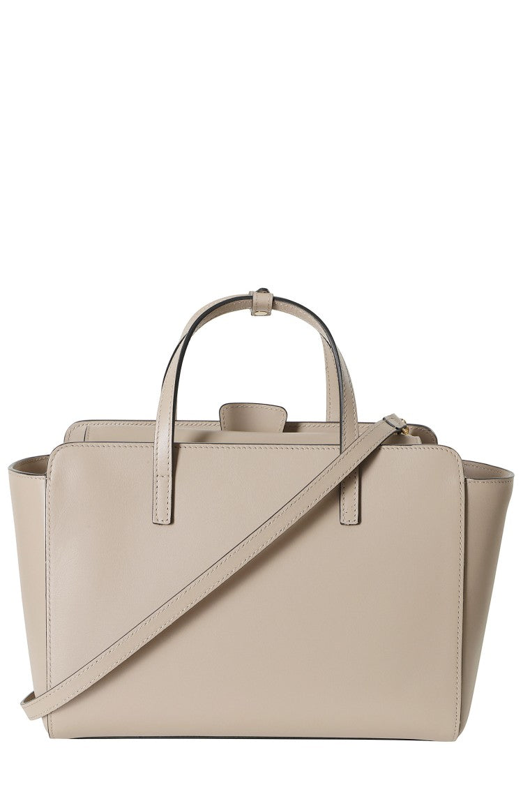 Hidesins Beige Structured Flap M Two-Tone Leather Shoulder Bag