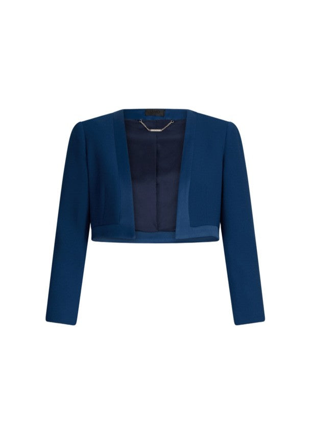 Liu Jo Sapphire Blue Cropped Jacket In Envers Satin