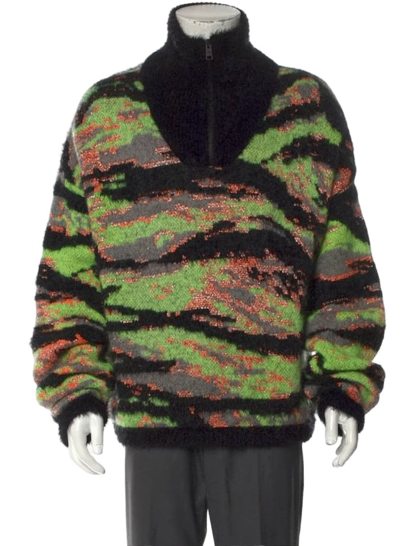 Erl Fuzzy Textured Sweater With Abstract Pattern
