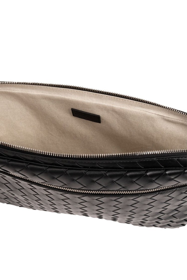 Bottega Veneta Woven Leather Pouch With Metallic Zipper