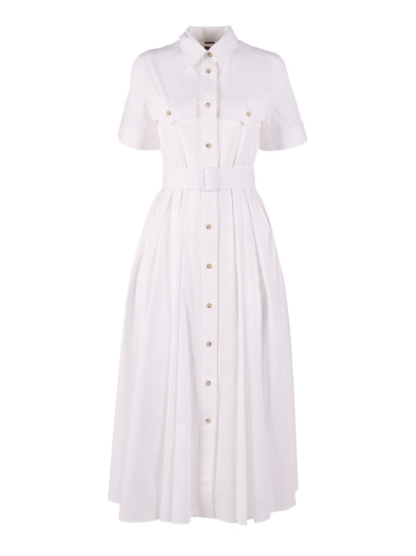 Fay Shirt Style Pleated Belted Dress