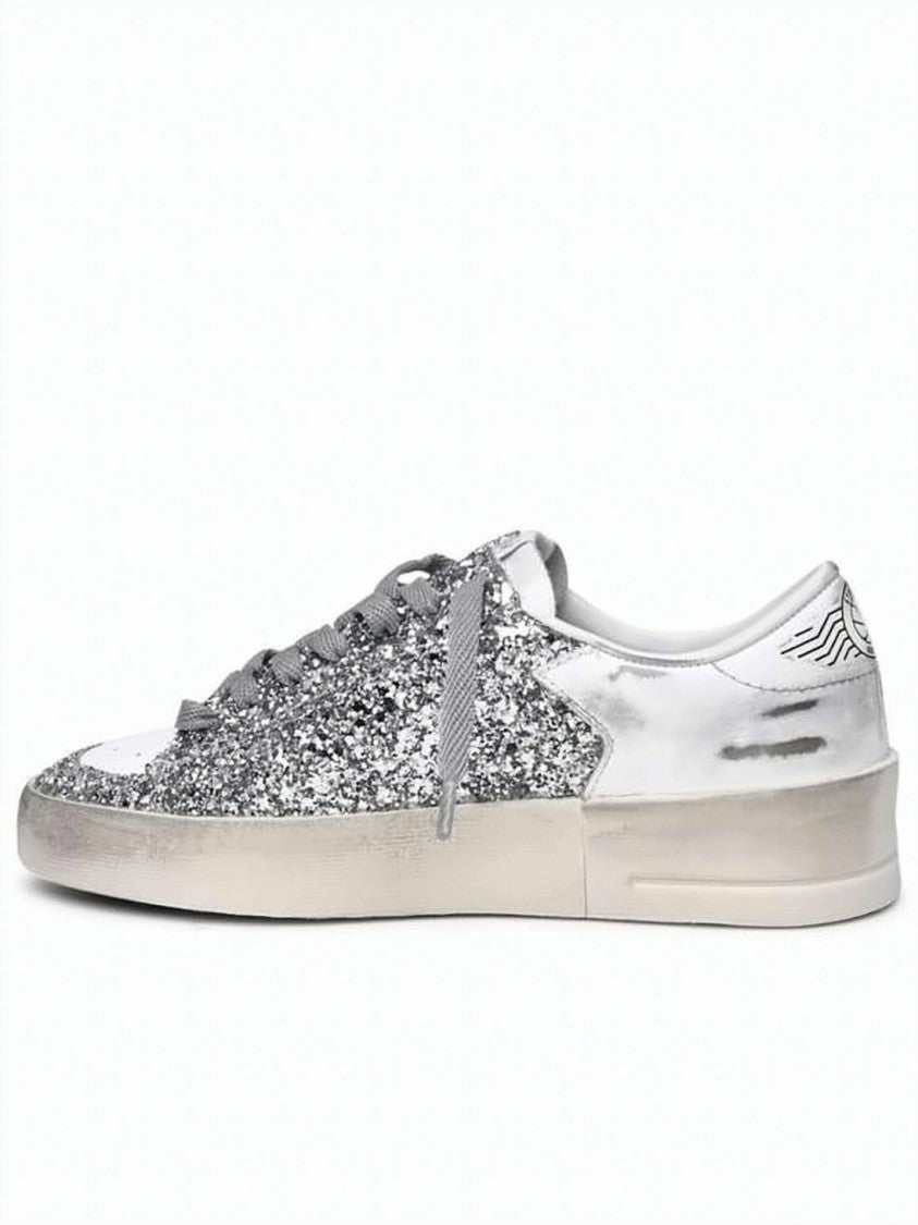 Golden Goose Distressed Low-Top Sneakers With Glitter Accents