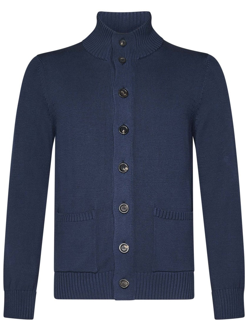 Malo Knit Bomber Jacket In Blue