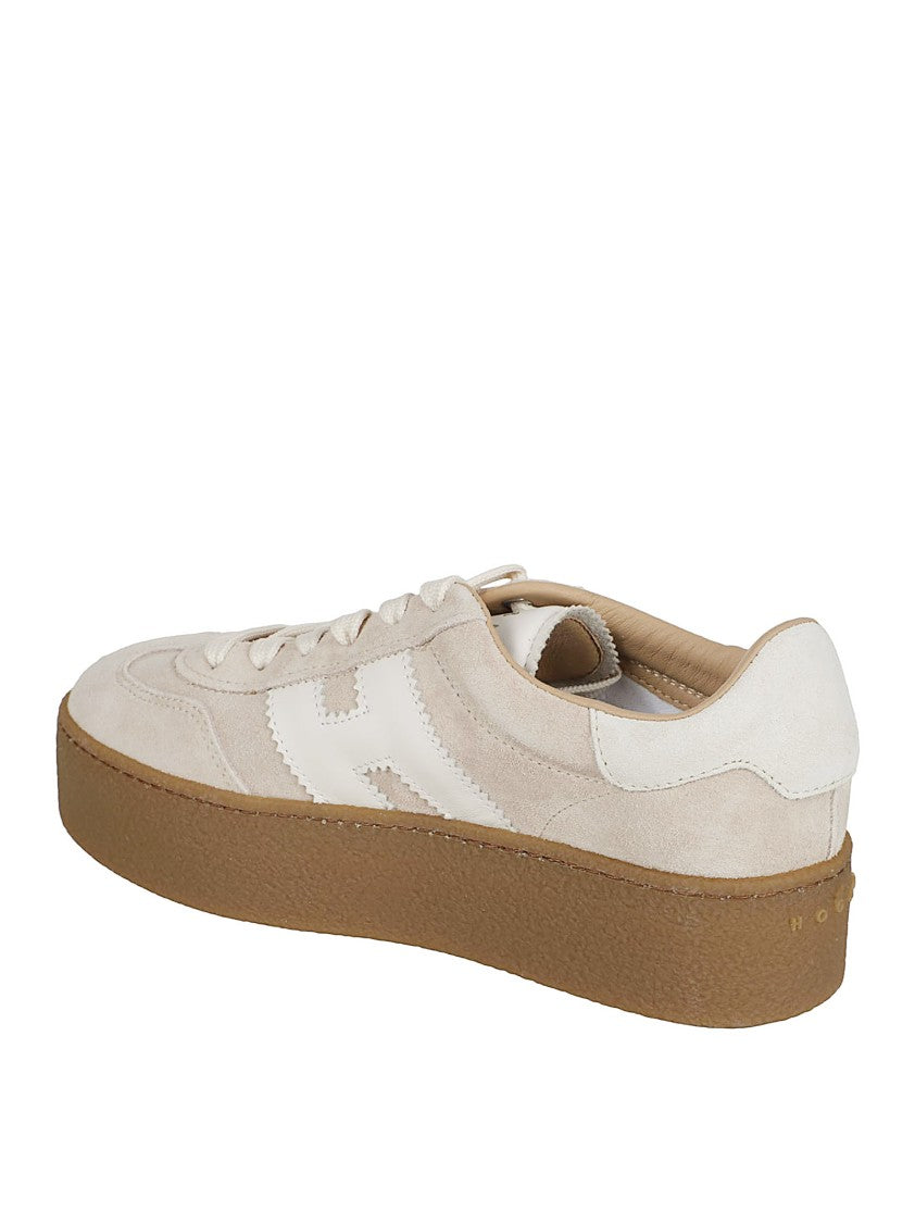 Hogan Beige Lace-Up Sneakers With Logo-Embellished Side Panels