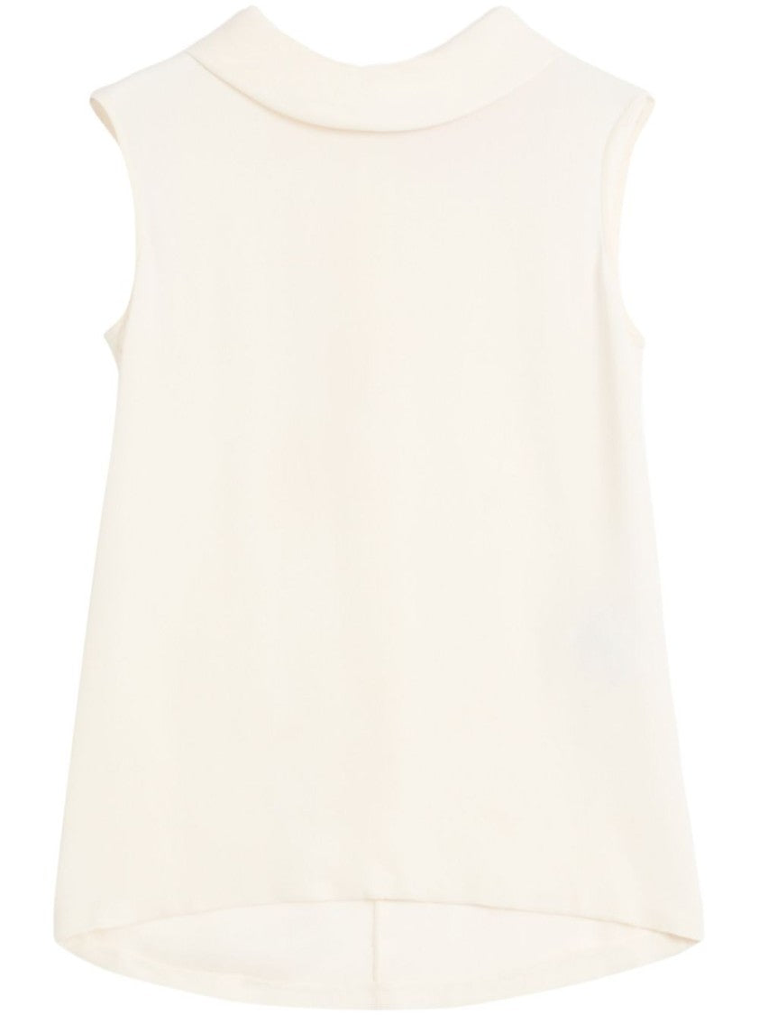 Valentino Silk Sleeveless Blouse With Curved Hem