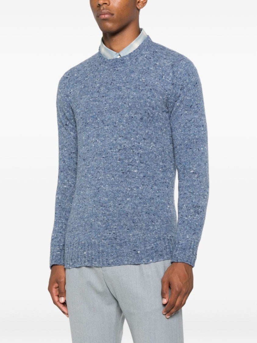 Drumohr Blue Speckled Pattern Crew Neck Sweater