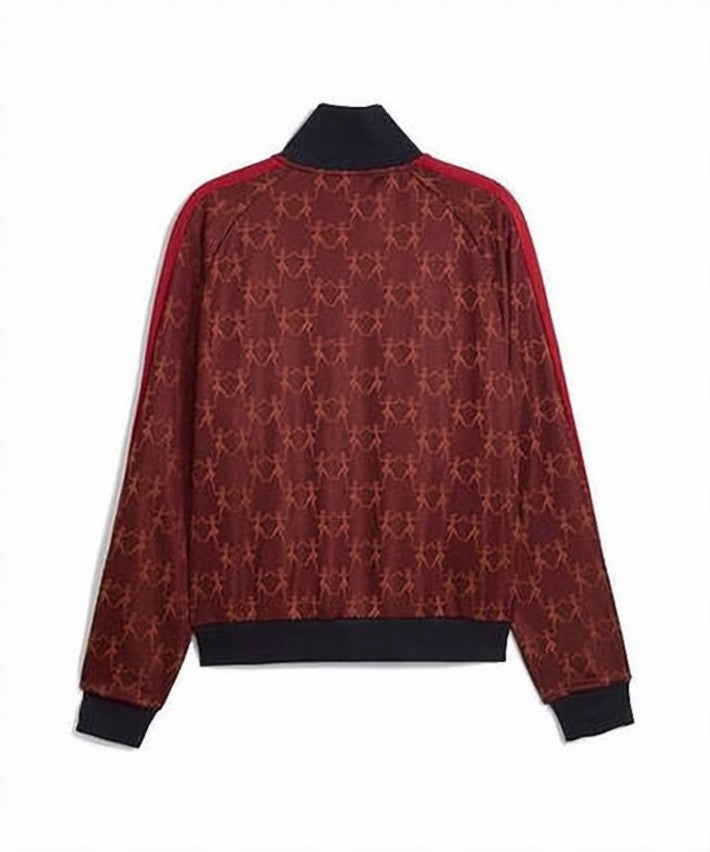 Puma Burgundy Bomber Jacket With Sporty Red Stripes