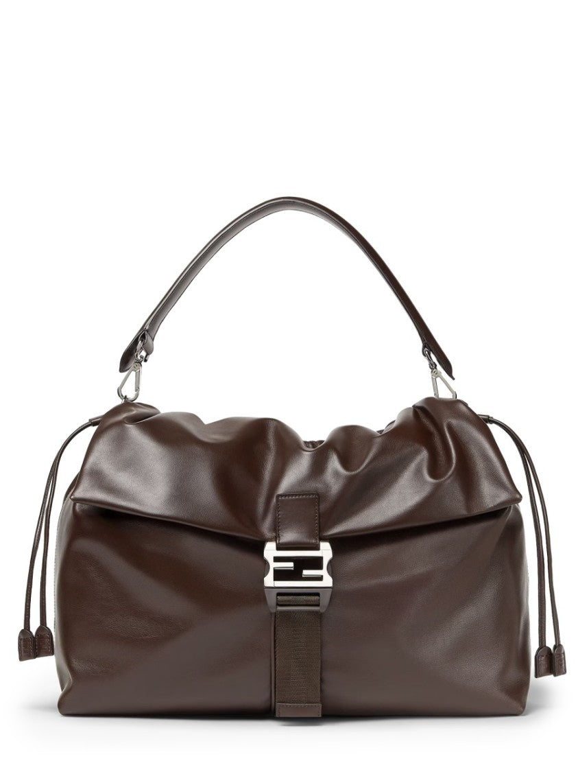 Fendi Brown Leather Flux Shoulder Bag