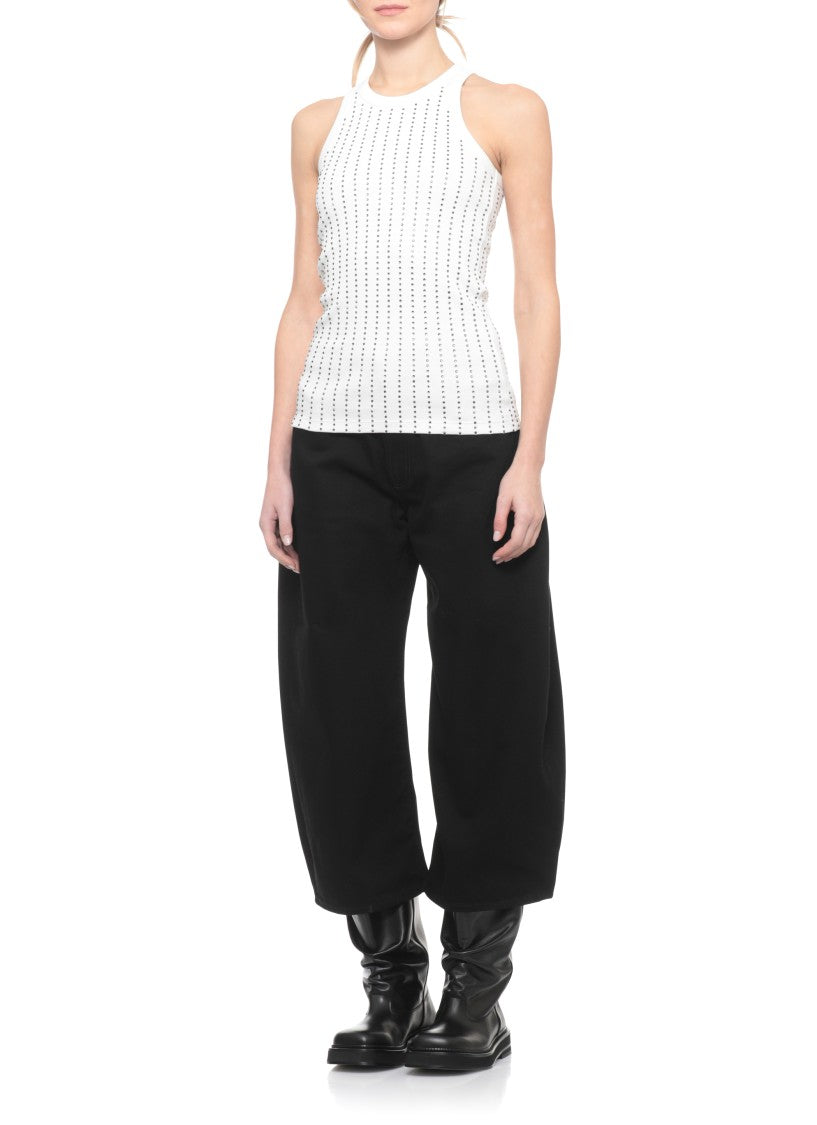 The Attico White All-Over Strass Cotton Tank Top