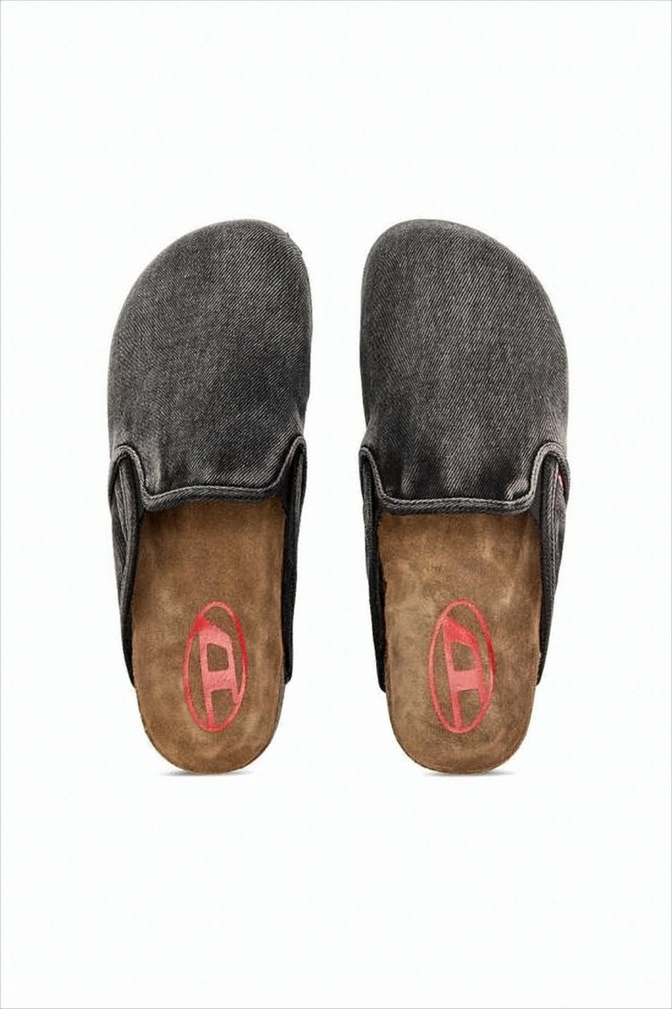 Diesel Textured Grey Mules With Vintage Aesthetic