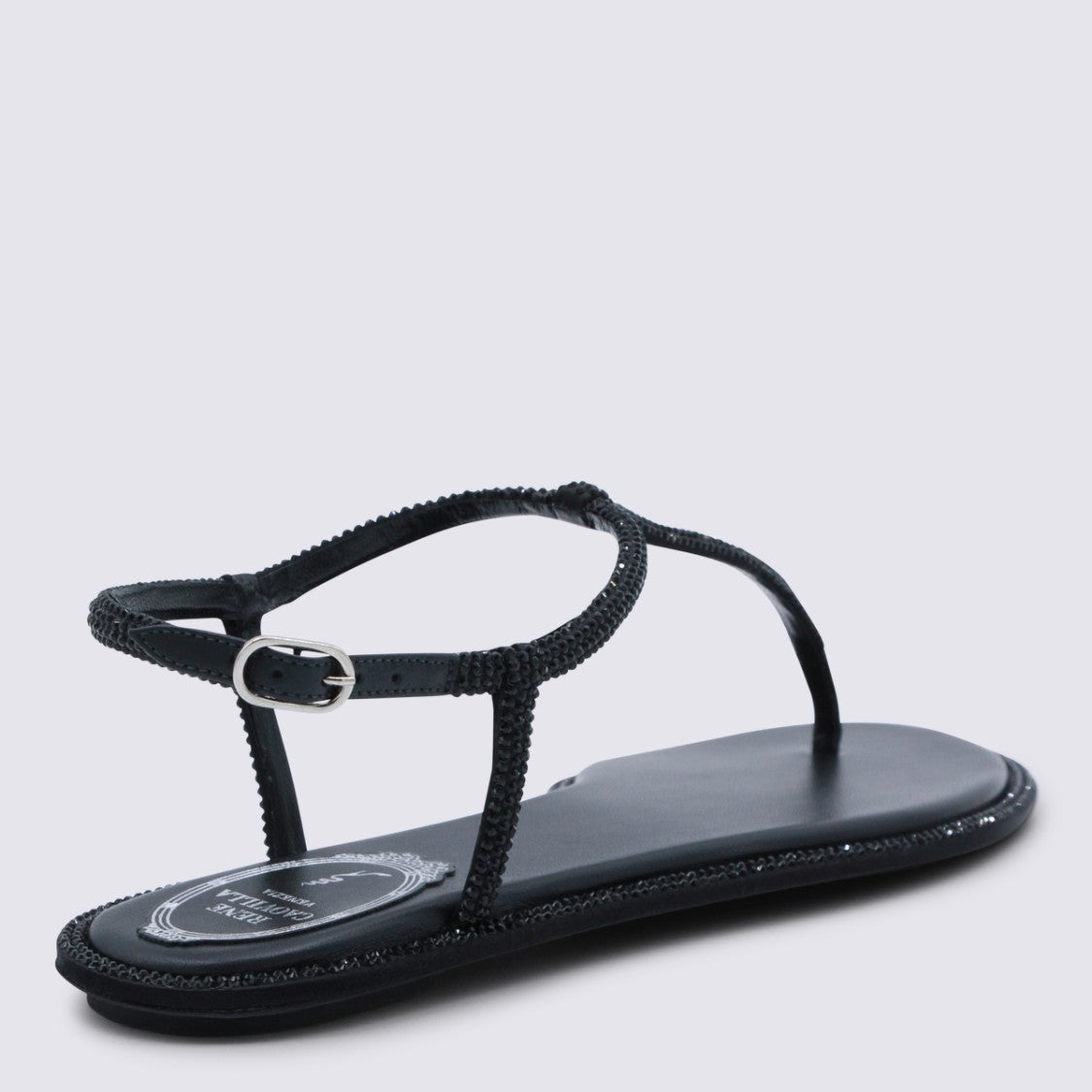 René Caovilla Black Leather Flats
