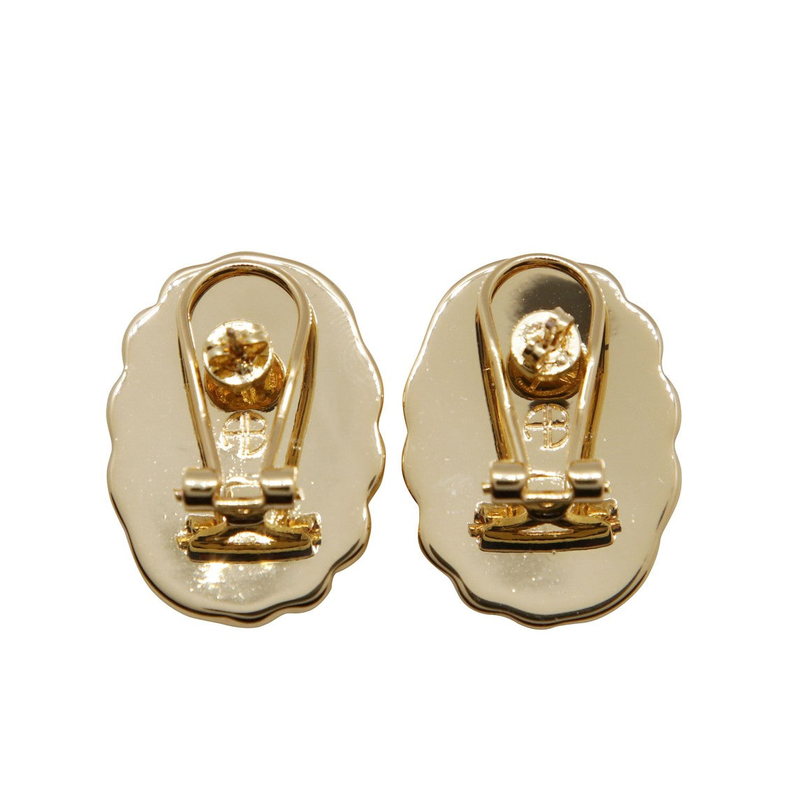 Anine Bing Ribbed Oval Earrings With Polished Gold Finish