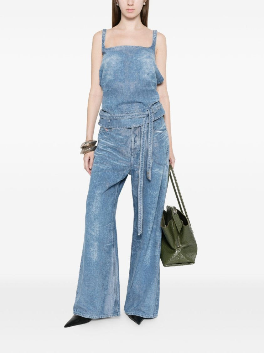 Diesel Denim Blue Silk And Nylon Jeans