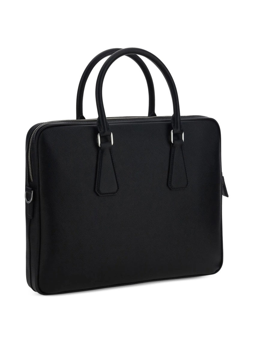 Prada Black Structured Leather Business Bag