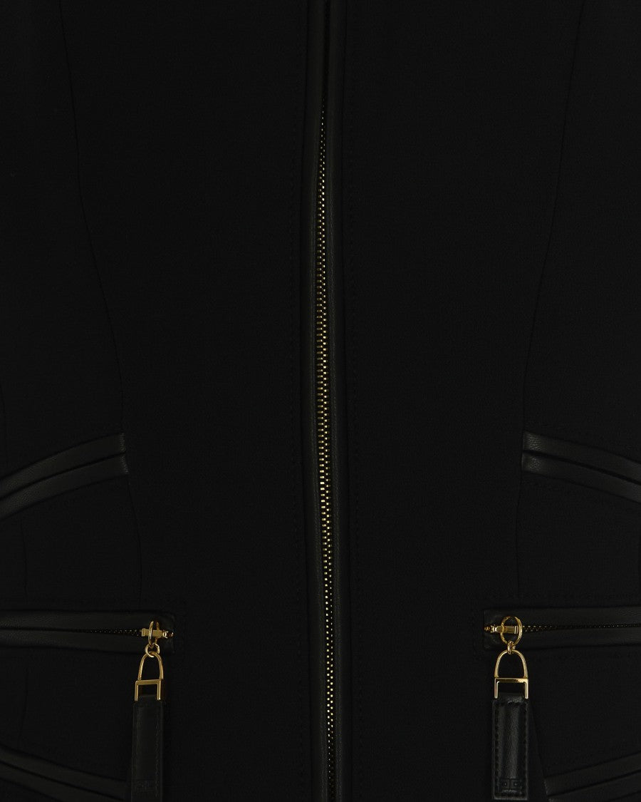 Elisabetta Franchi Black Double Crêpe Jacket With Zip Details