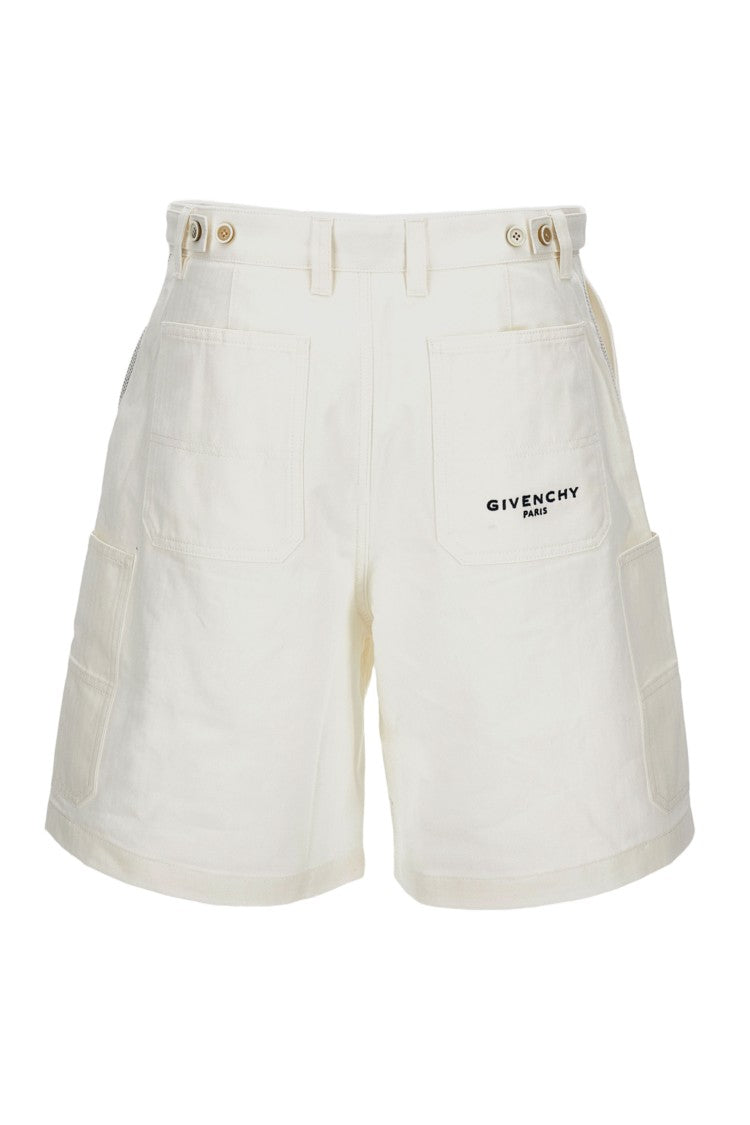 Givenchy Denim Shorts With Front Patch Pockets And Frayed Hem