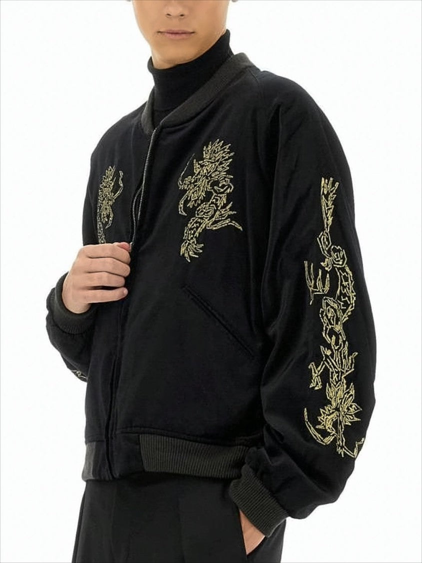 Sasquatchfabrix Sasquatchfabrix Embroidered Black Bomber Jacket