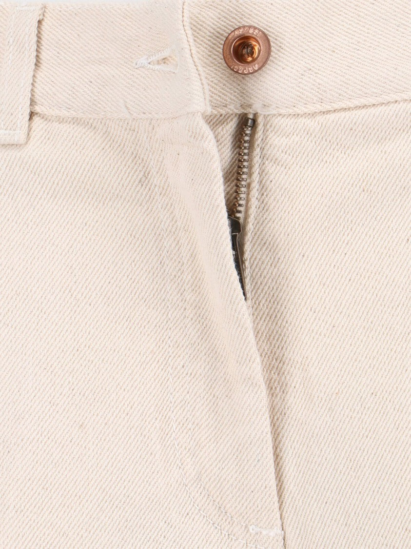 Aspesi Wide-Leg Off-White Jeans With Textured Weave