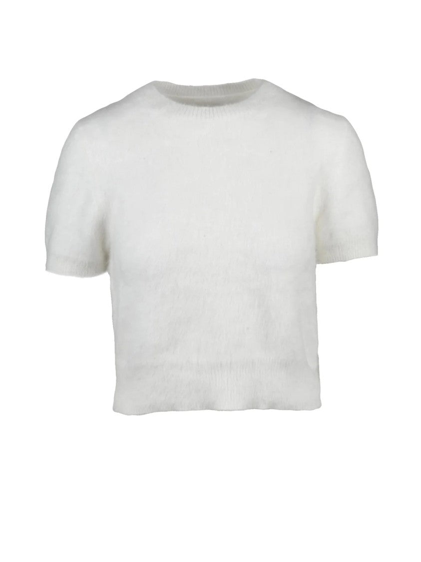Maison Margiela Soft Angora Blend Crew Neck Sweater With Ribbed Trims