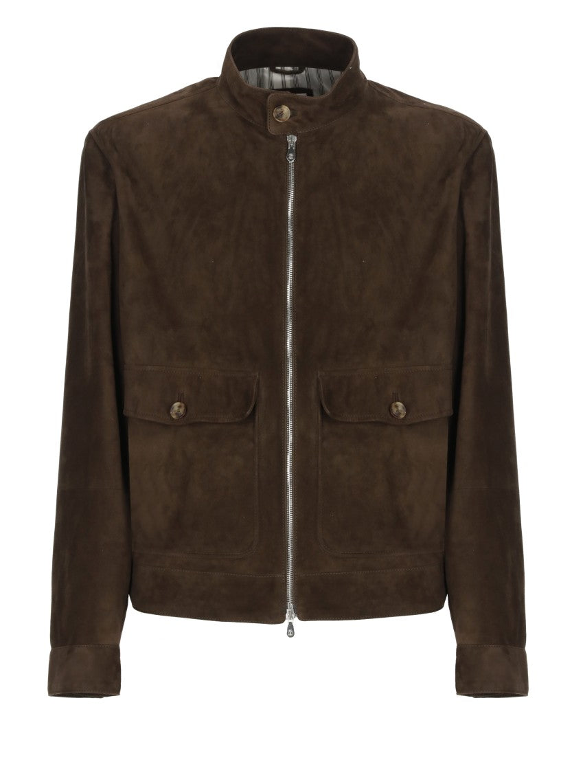Brunello Cucinelli Brown Suede Leather Jacket