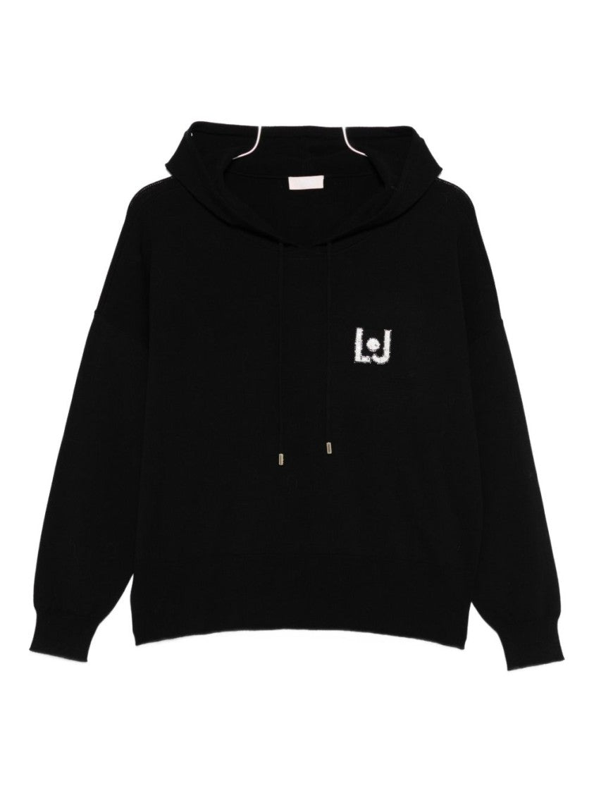 Liu Jo Relaxed Fit Black Sweater With Hood
