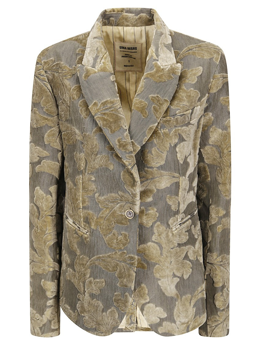 Uma Wang Velvet-Effect Cotton Jacket With Contrast Lining And Fitted Waist