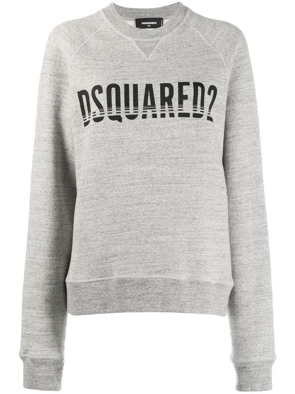 Dsquared2 Heather Grey Crew Neck Sweatshirt With Bold Graphic Logo