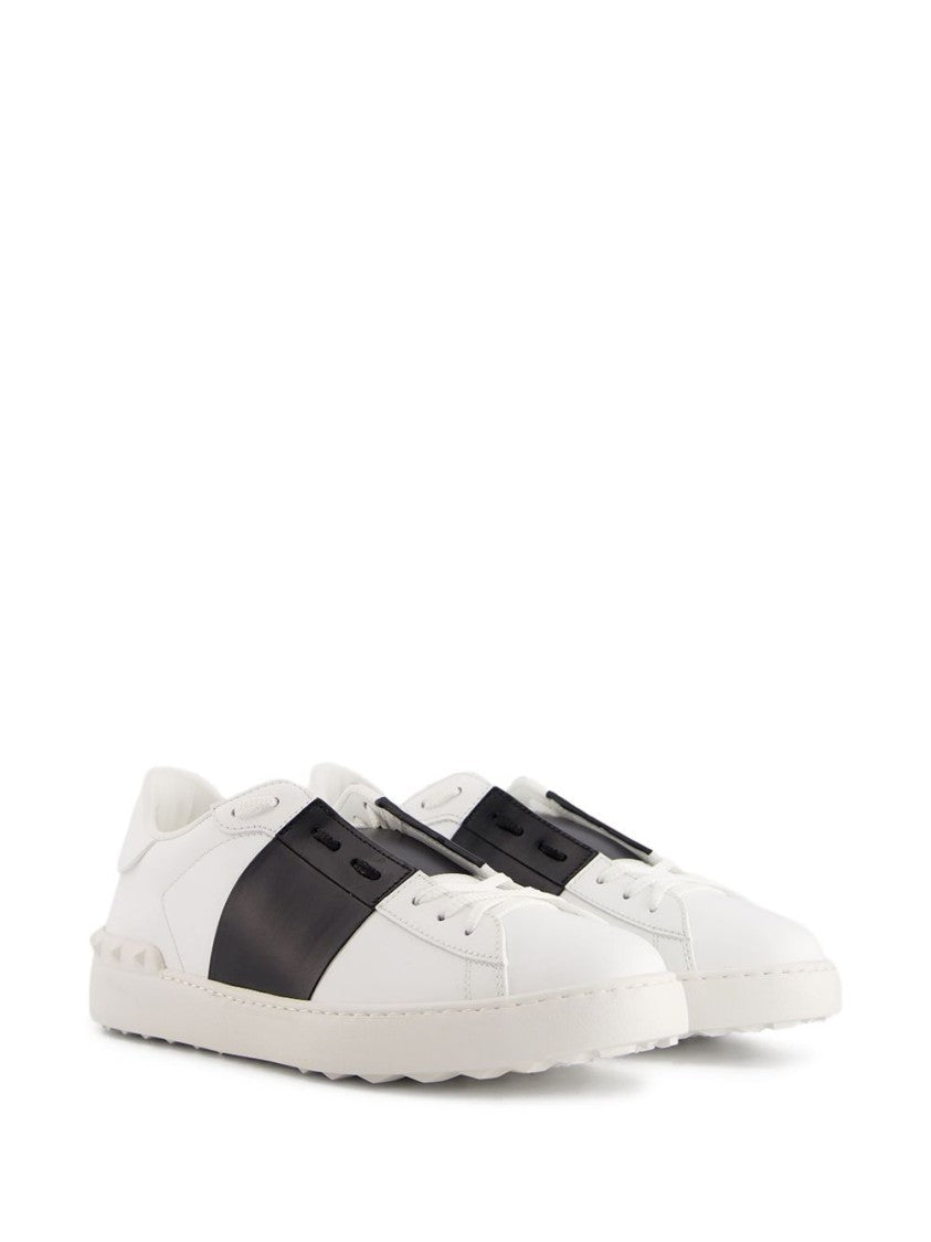 Valentino Garavani White Leather Shoes With Black Leather Strap
