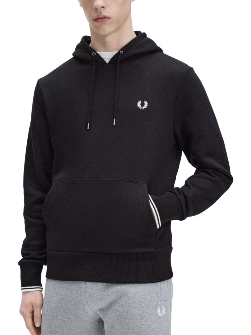 Fred Perry Black Hoodie With Embroidered Laurel Wreath