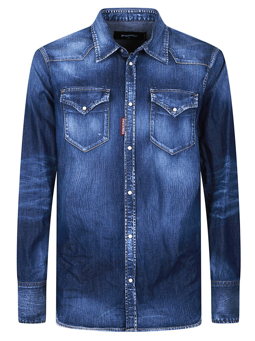 Dsquared2 Classic Western Cotton Denim Shirt
