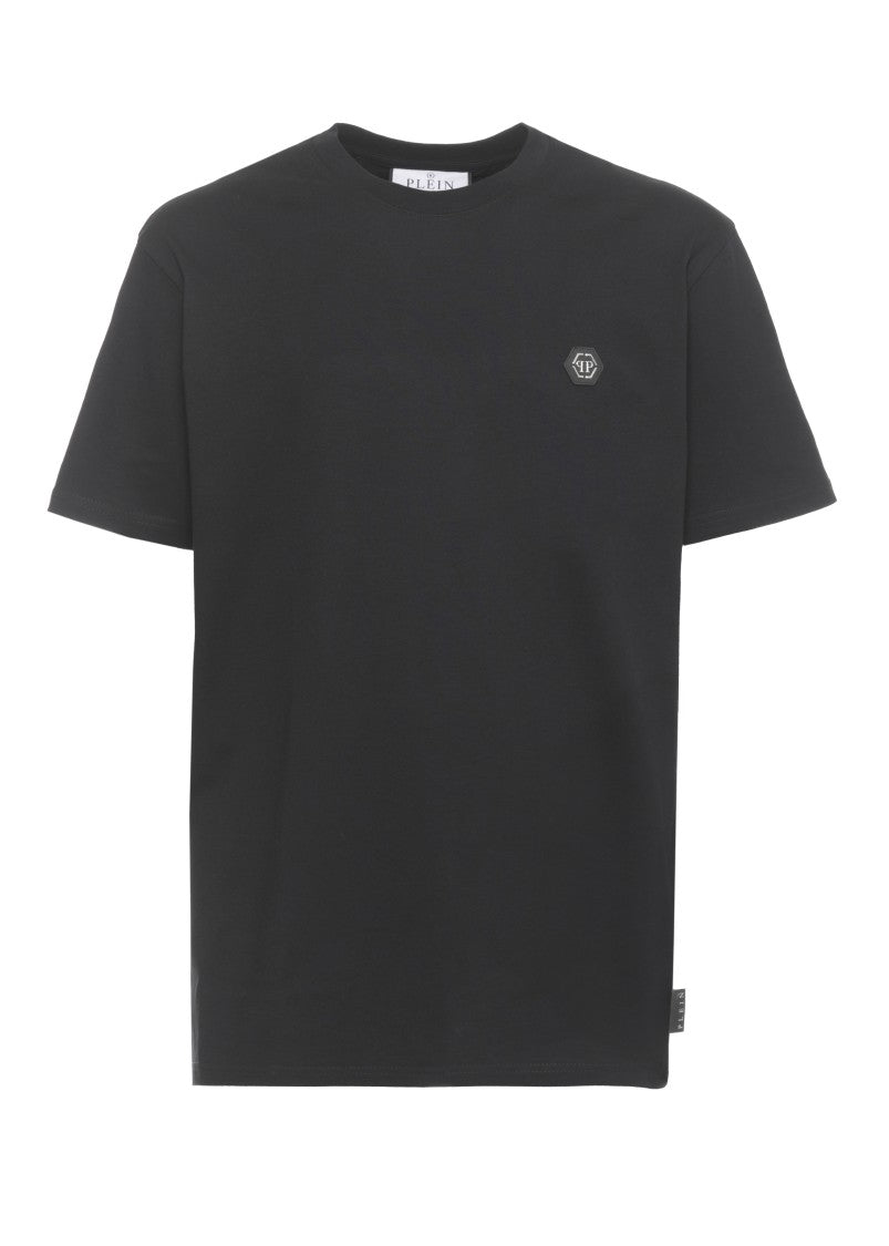 Philipp Plein Black Hexagon Metallic Logo Cotton T-Shirt