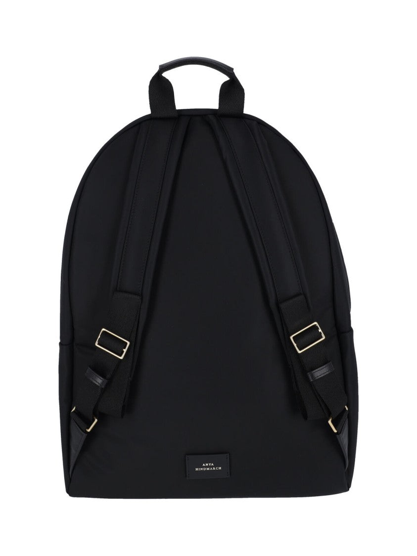 Anya Hindmarch Black Eyes Nylon Double Zip Backpack