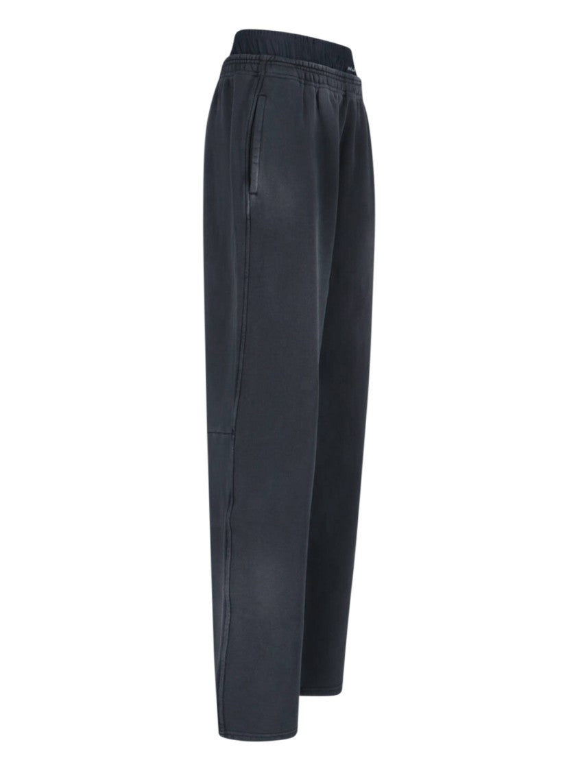 Alexander Wang High-Waisted Grey Cotton Sports Pants With Logo Detail