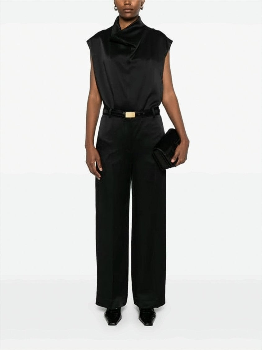 Totême Black Sleeveless Top With Boxy Silhouette