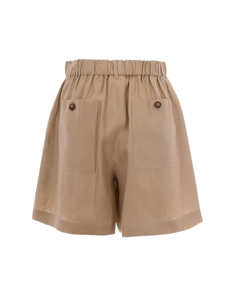 Max Mara Safari Gabardine Elasticated Waist Linen Shorts