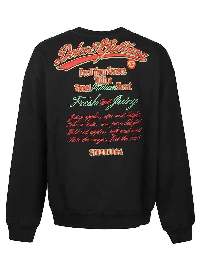 Dolce & Gabbana Graphic Print Black Sweatshirt With Crew Neck