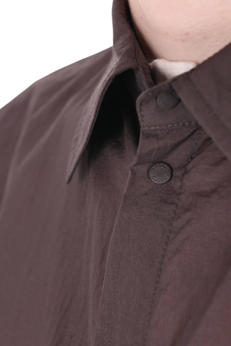 Herno Brown Embossed Nylon Overshirt Jacket