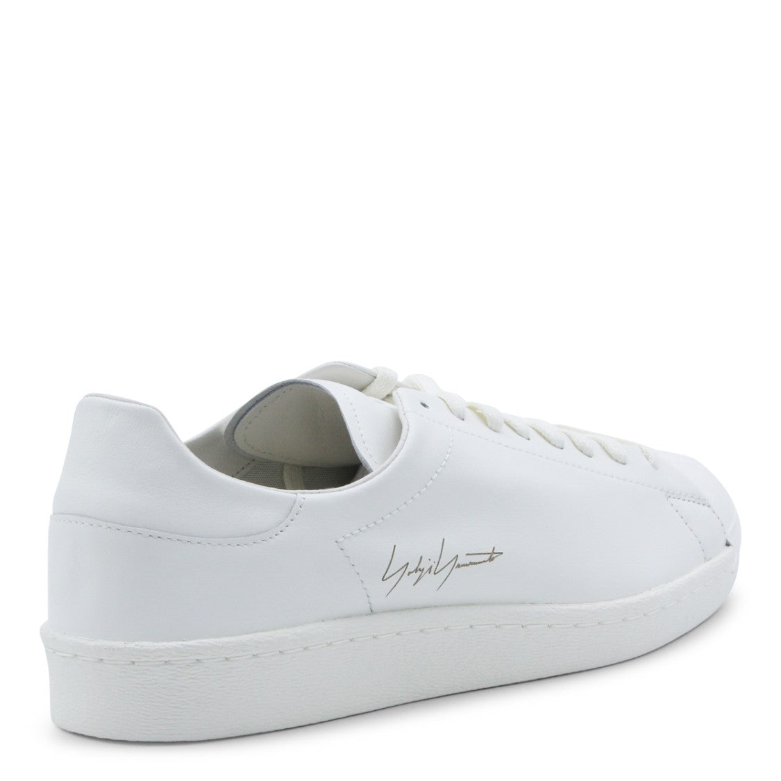 Y-3 White Leather Low-Top Sneakers